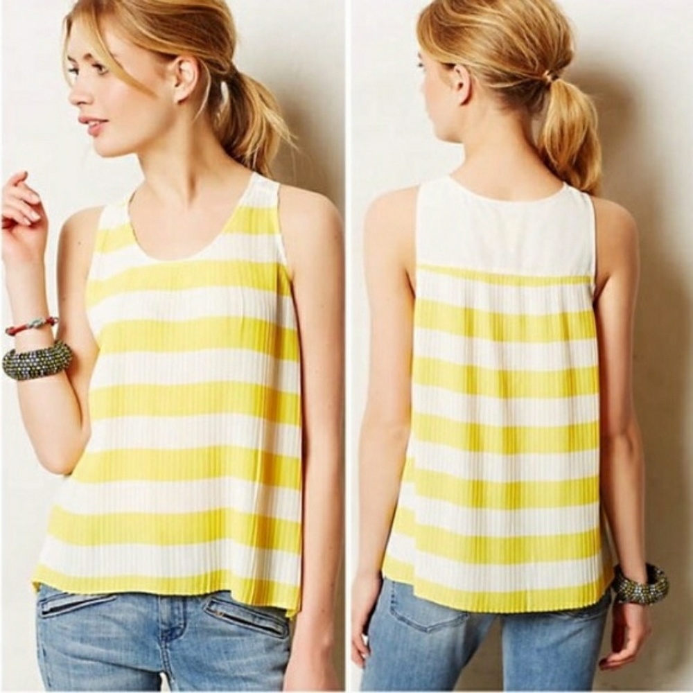 Anthro Maeve Sheer Yellow & White